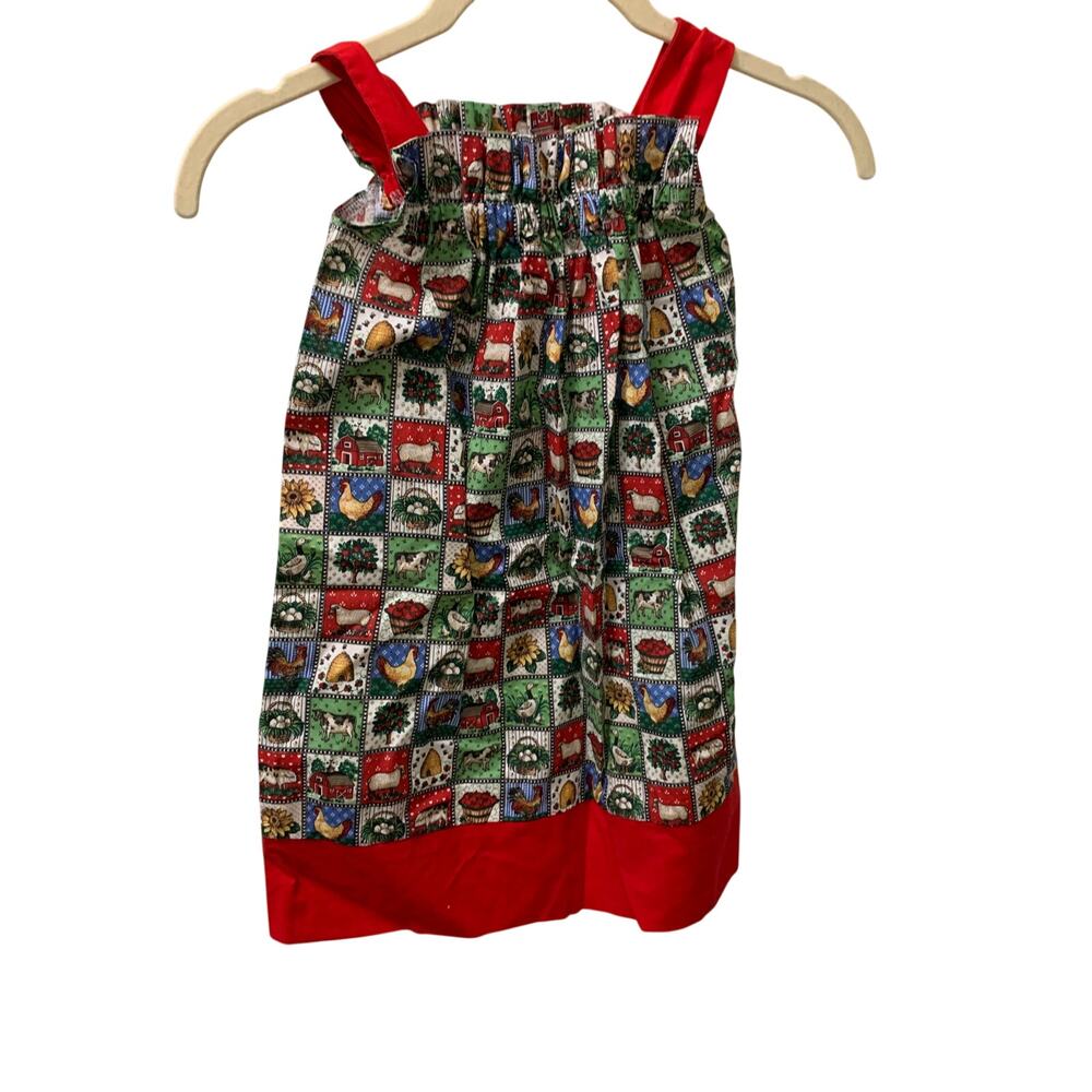 Handmade dress chickens bees farm Sz 4 M - Picture 2 of 10